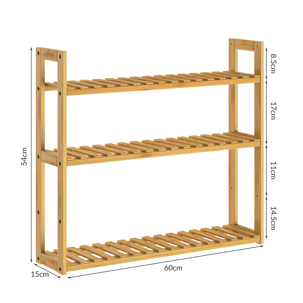 Raft cu 3 niveluri, Bambus, 54 x 60 x 15 cm