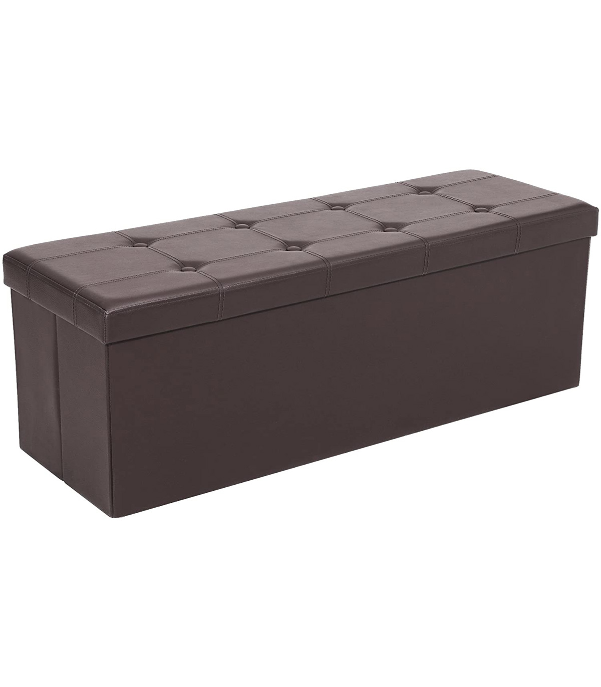 Banca 3 locuri cu spatiu depozitare, Piele sintetica, Maro