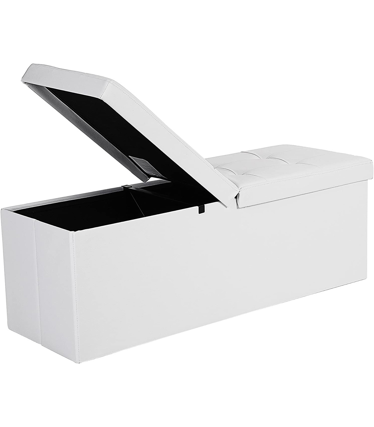 Banca 3 locuri cu spatiu depozitare 120 L, Piele sintetica, Alb