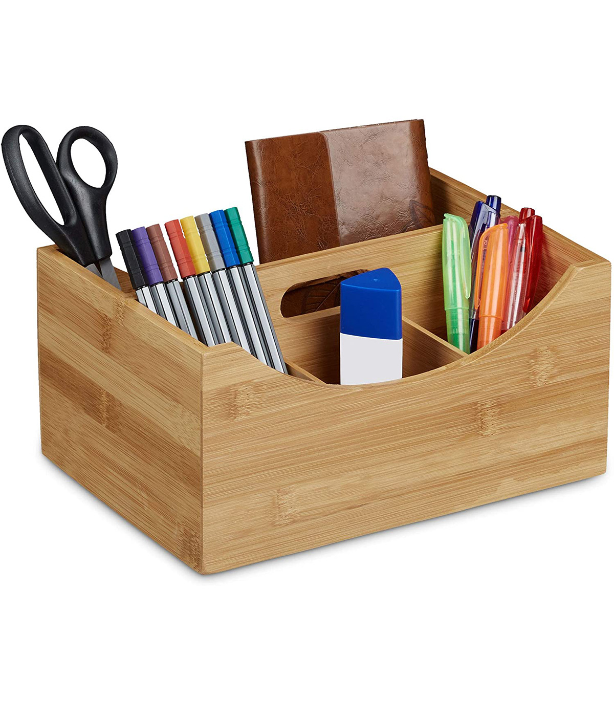 Organizator birou cu maner, Bambus, 25 x 18 x 12 cm