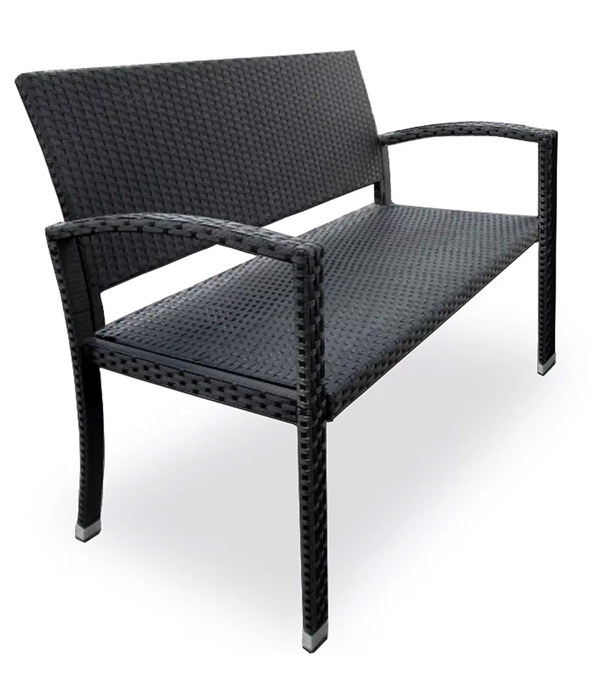 Banca gradina cu 2 locuri, Poliratan, Negru, 122 x 87 x 60 cm