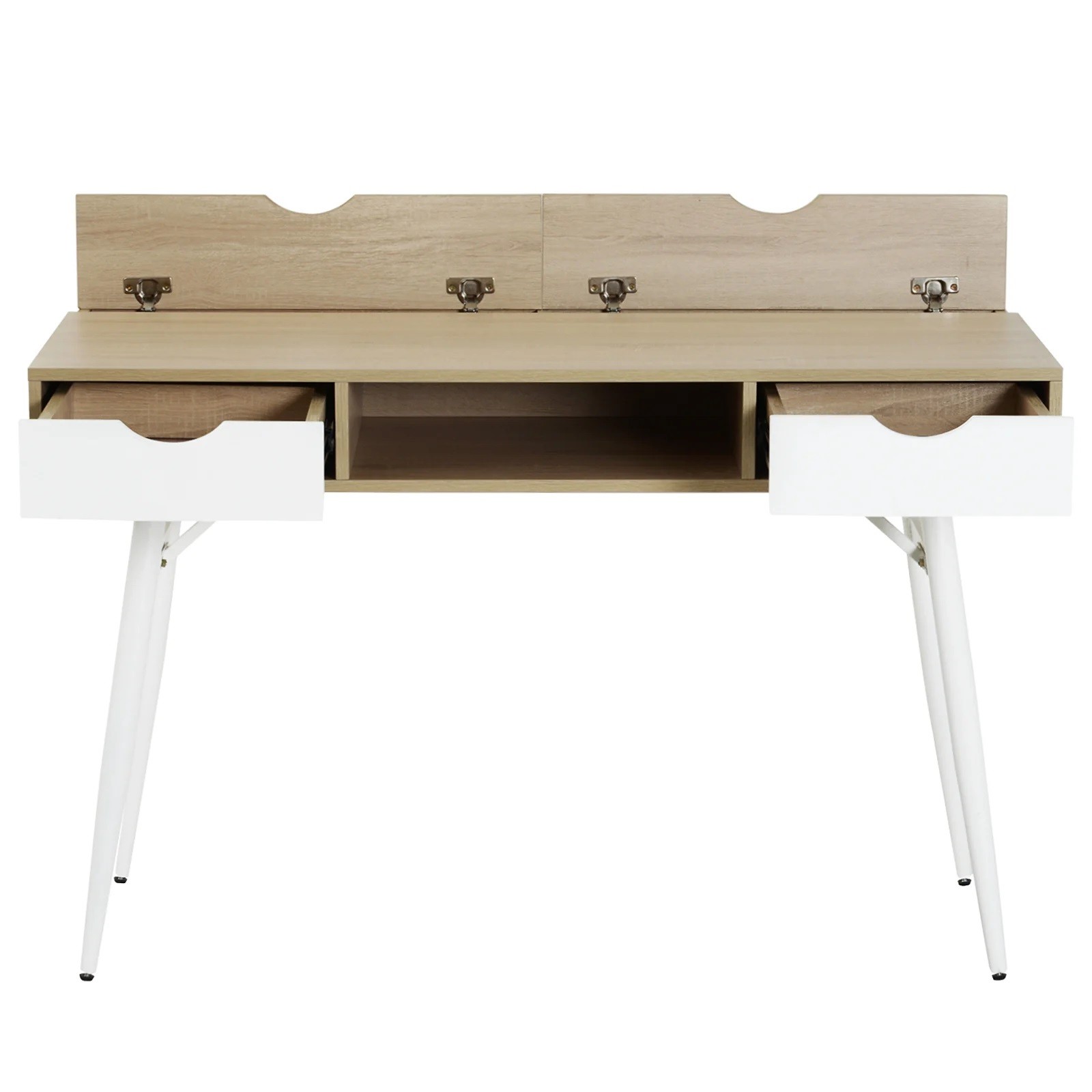 Birou cu 2 sertare, Modern, Stejar+alb, 120 x 60 x 76 cm