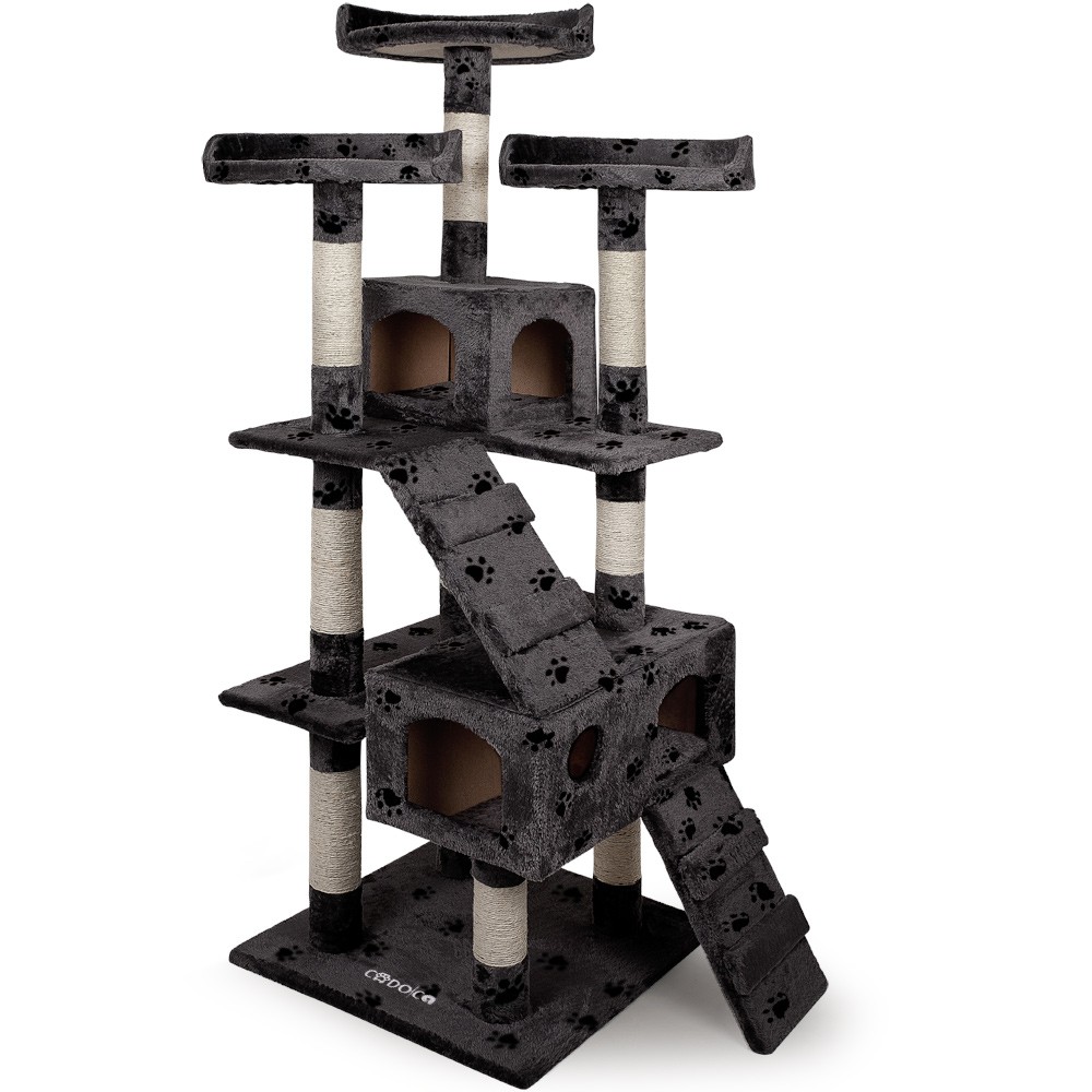 Ansamblu de joaca pentru pisici cu motiv labute, Gri, 175 cm