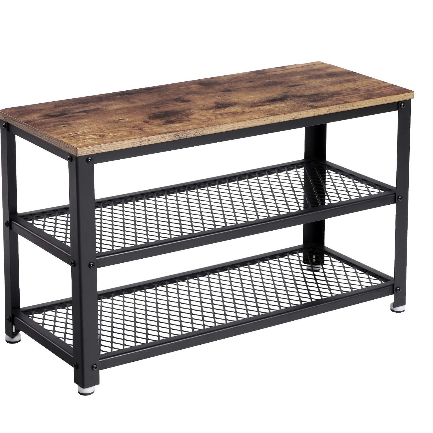 Raft cu 3 etajere, Design industrial, Maro+Negru