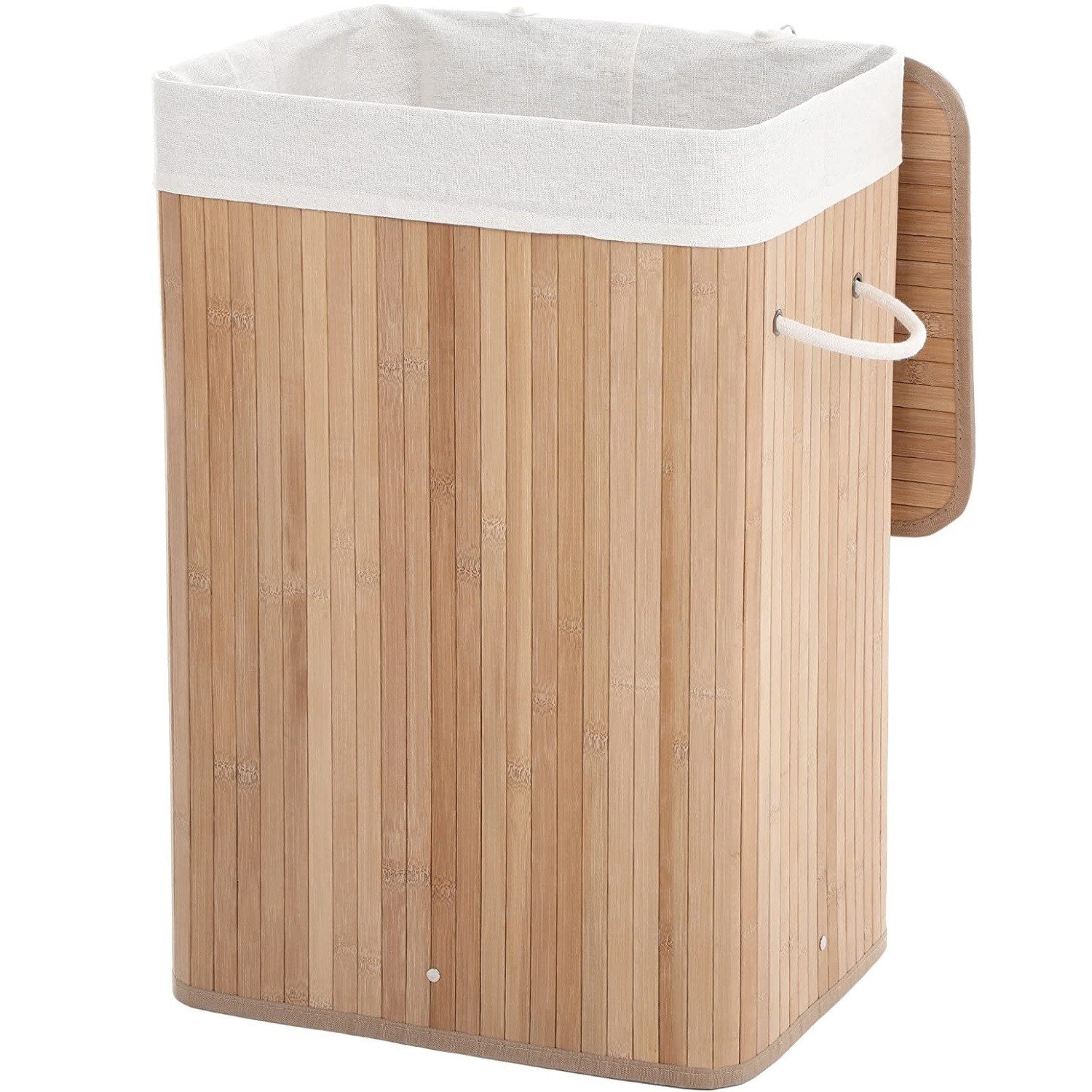 Cos pentru rufe 72 L, Pliabil, Bambus, Natur