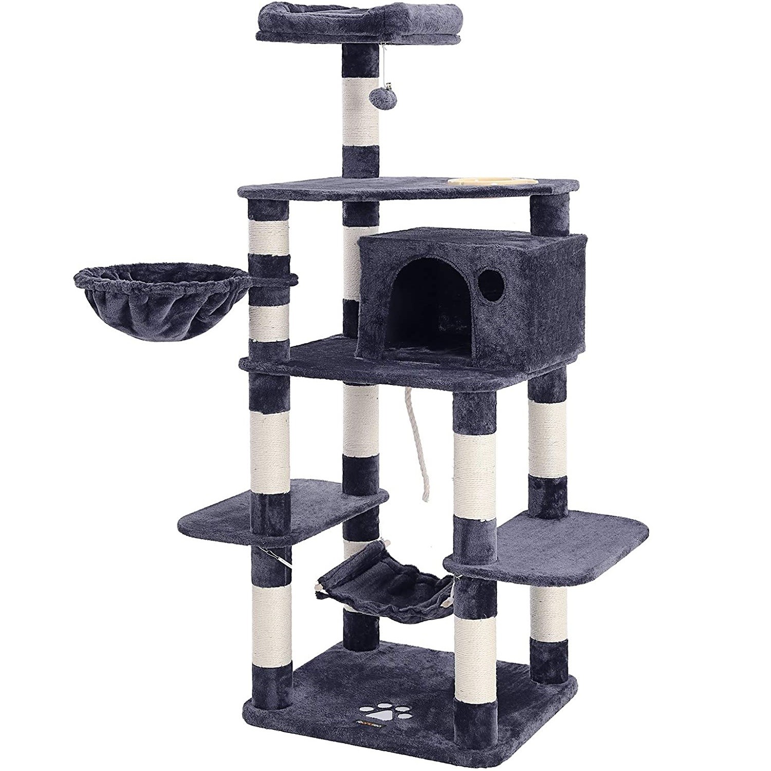 Ansamblu de joaca pentru pisici, Gri fumuriu, H 164 cm