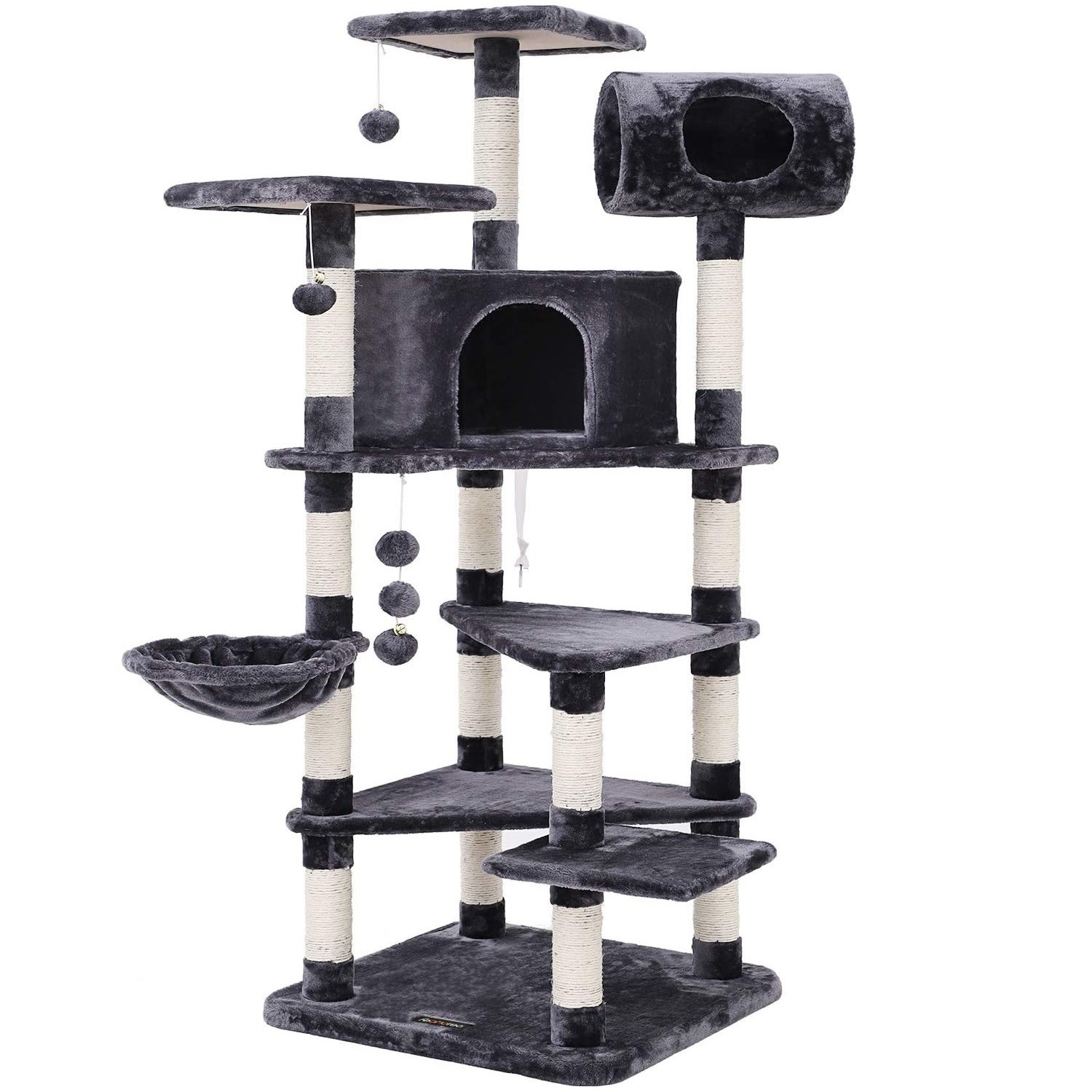 Ansamblu de joaca pentru pisici XXL, Gri, H 165 cm