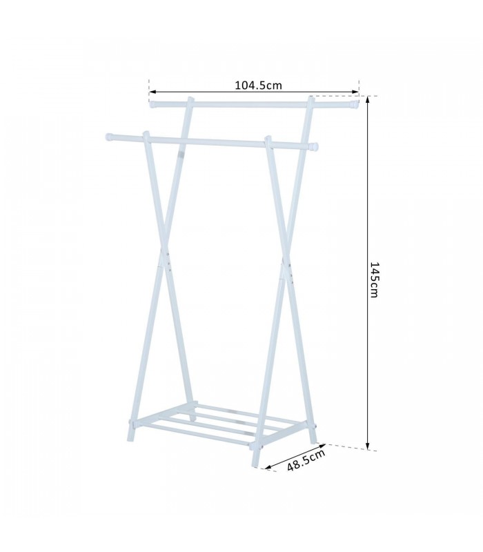 Suport dublu pentru umerase, 104.5 x 48.5 x 145cm, Alb