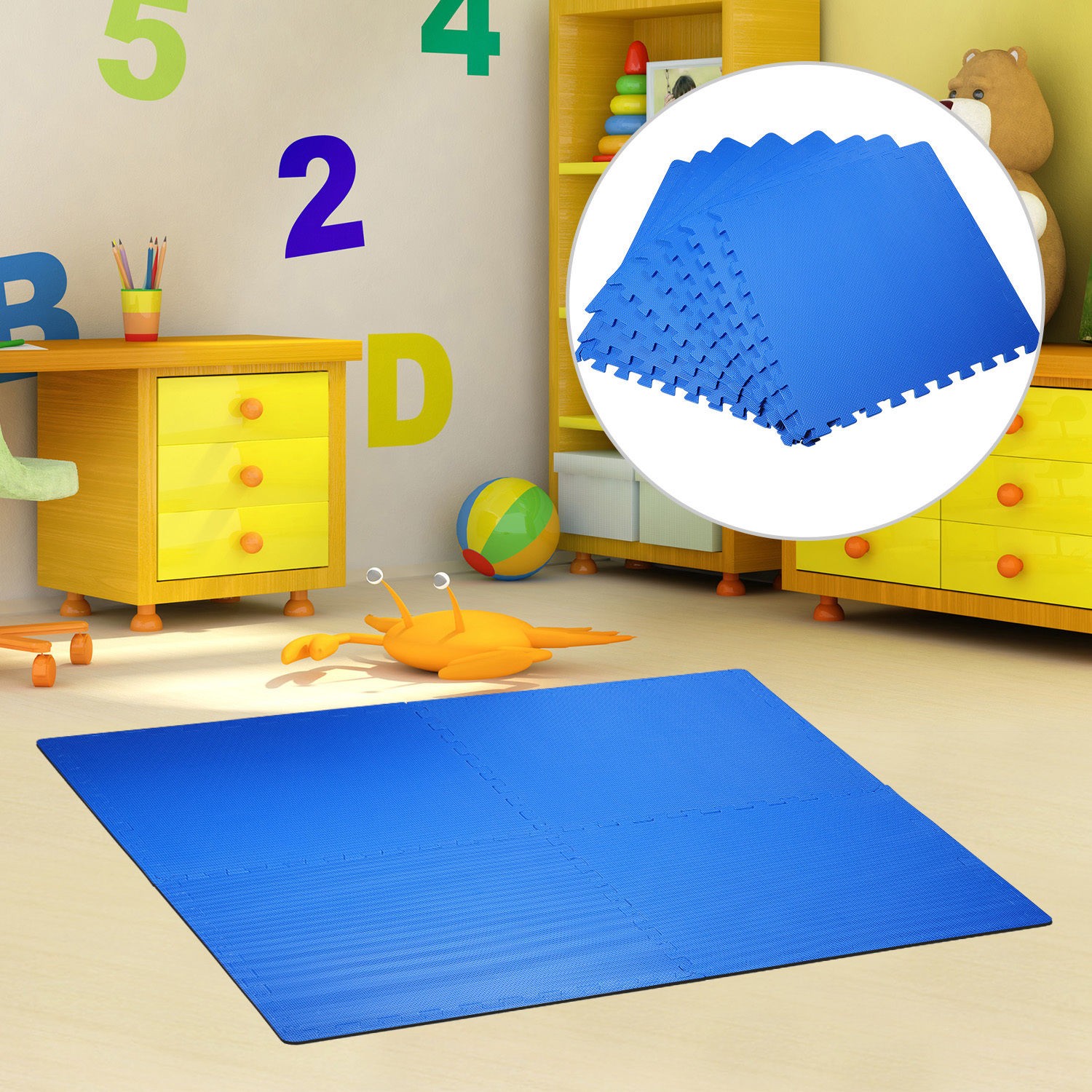 Covor puzzle copii, Set 8 buc, Albastru Albastru pret redus imagine 2022 6