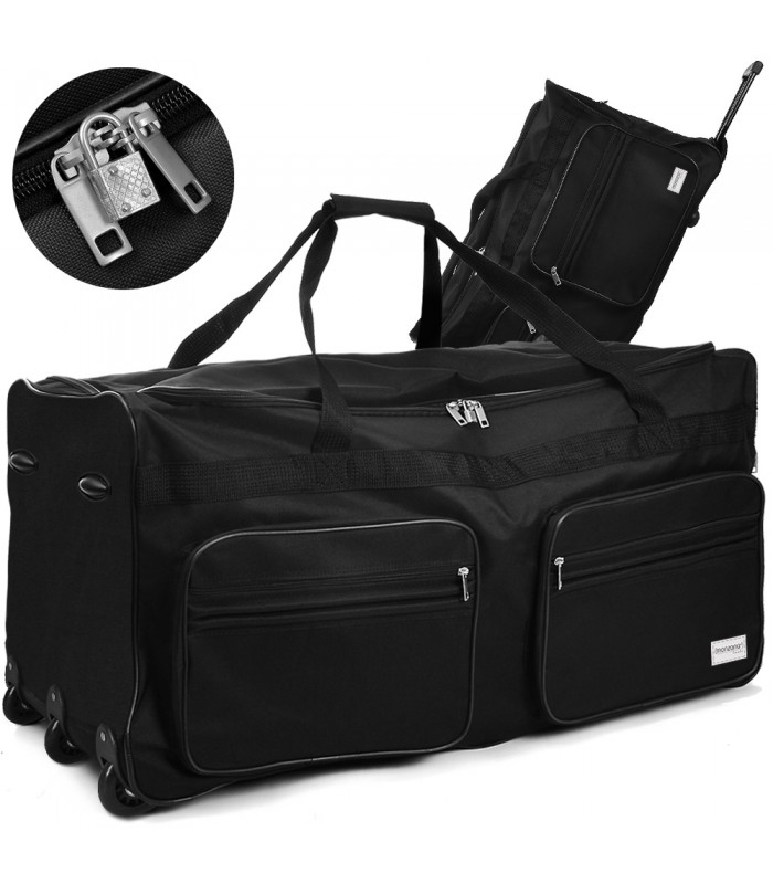 Geanta de voiaj XXL cu troler, 160 L, Negru
