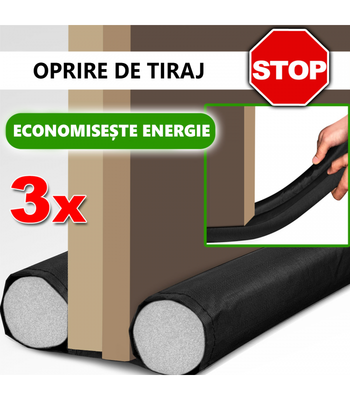 Dispozitiv protectie usi anti-curent cu lungime pana la 95 cm, Set 3 bucati