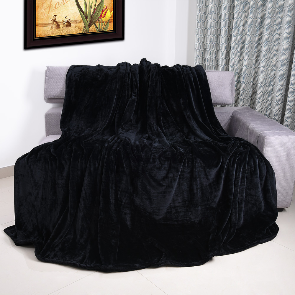 Cuvertura de pat Premium, Negru, 150 x 200 cm 150