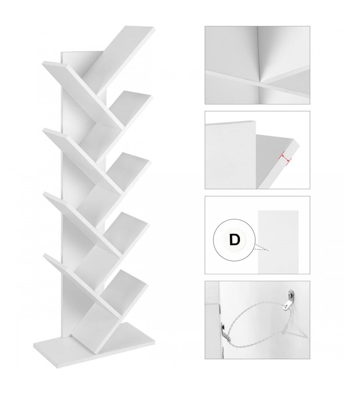 Raft de carti forma de copac, Alb
