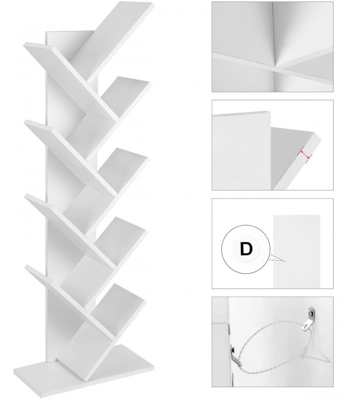 Raft de carti forma de copac, Alb