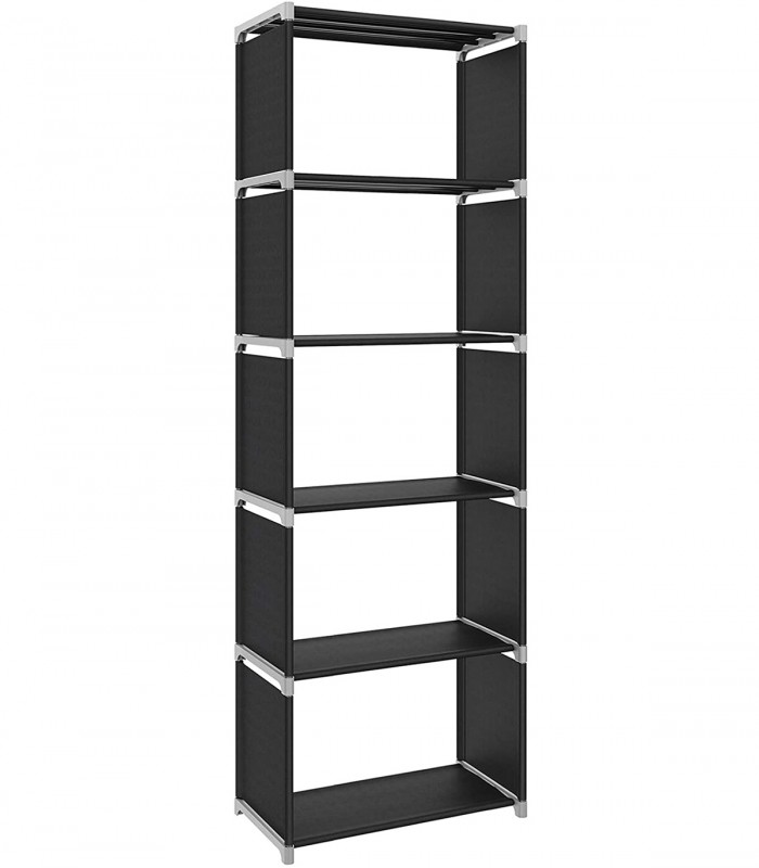 Raft de depozitare cu 5 niveluri pentru living/dormitor/dressing, Negru