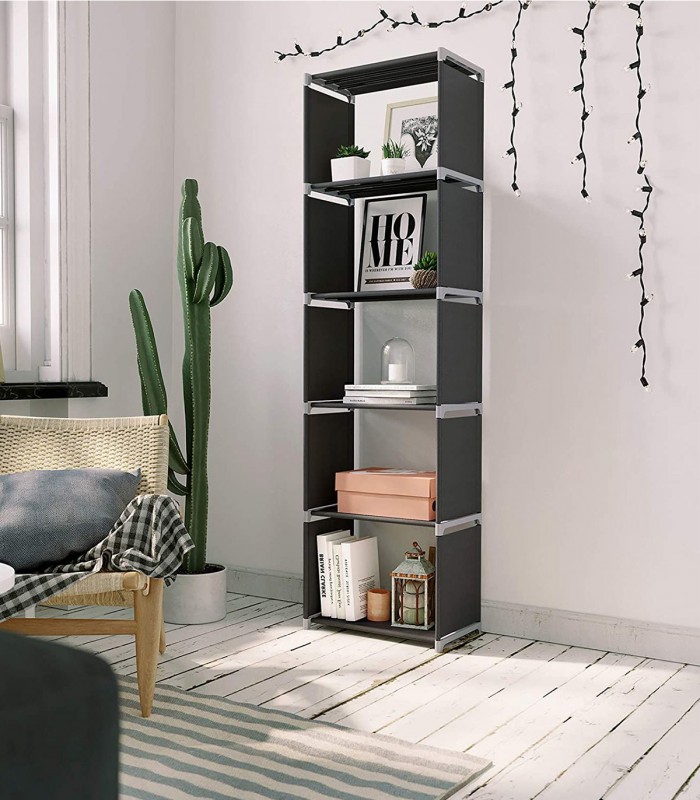 Raft de depozitare cu 5 niveluri pentru living/dormitor/dressing, Negru