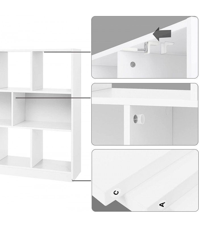 Biblioteca pentru living/birou, Alb, 97.5 x 30 x 100