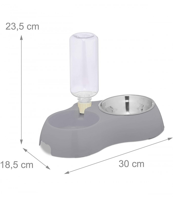 Castron pentru caini mici cu dozator de apa, Gri