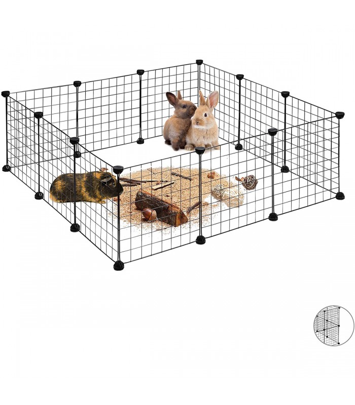 Tarc pentru animale mici de companie, 24 elemente, Negru