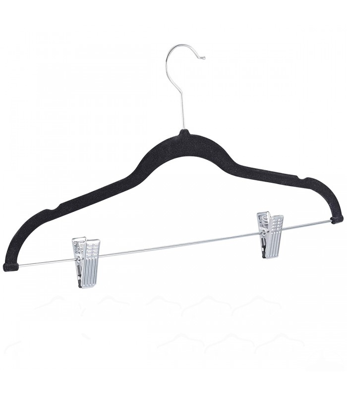 Umerase haine acoperite cu catifea cu cleme, 12 bucati, Gri