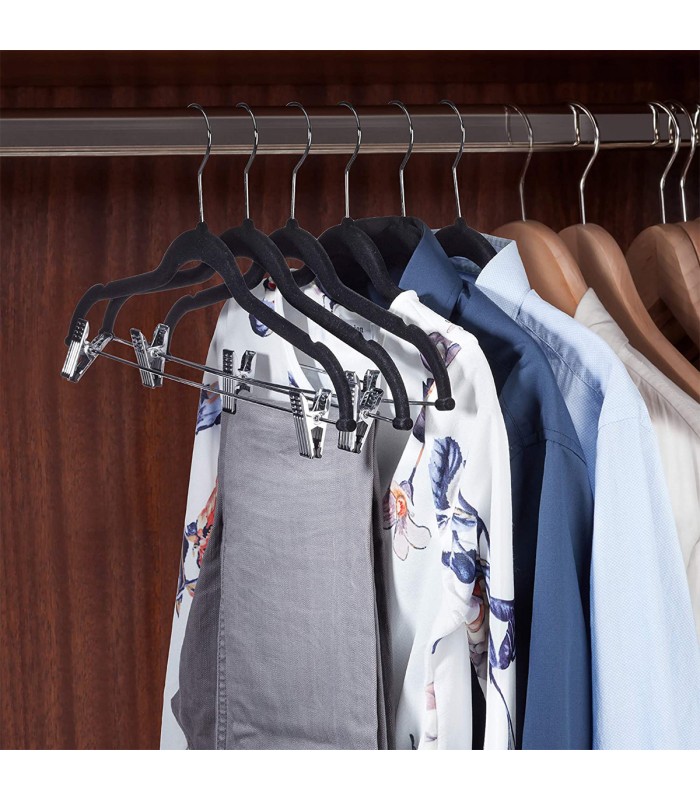 Umerase haine acoperite cu catifea cu cleme, 12 bucati, Gri