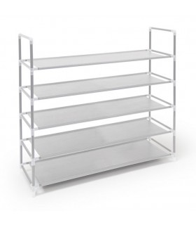 Raft pentru 20 perechi pantofi cu 5 niveluri, Extensibil, Alb