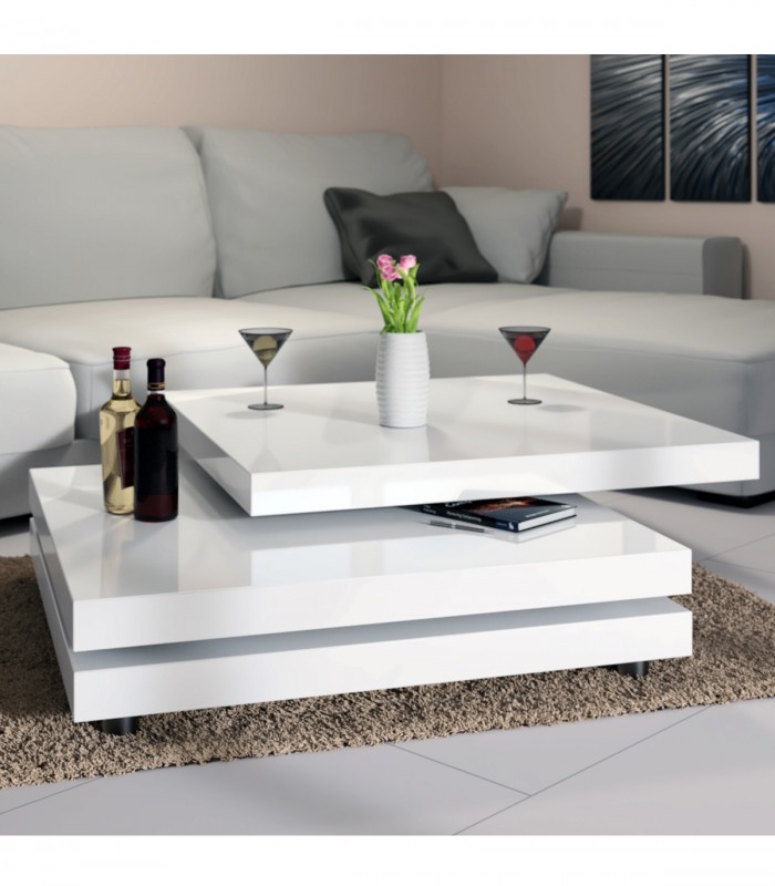 Masuta de cafea New York reglabila, Alba, 60 x 60 cm