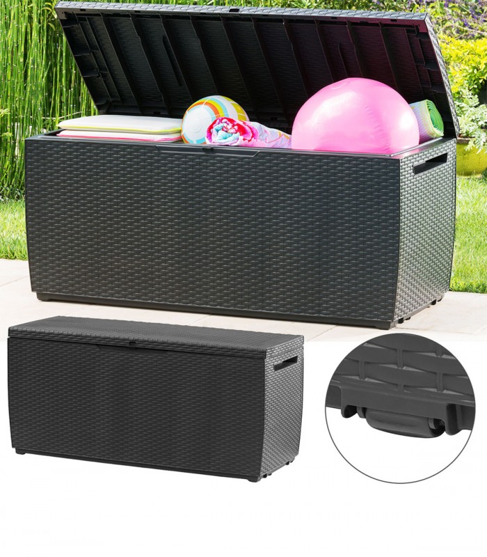 Banca/cutie cu spatiu depozitare cu roti Capri, Antracit, 123 x 53 x 58 cm