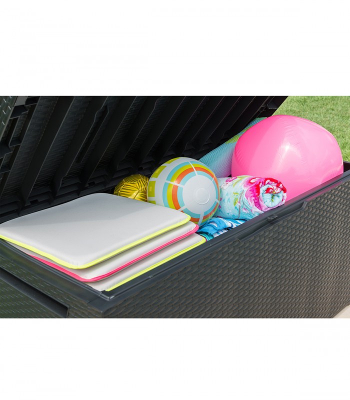 Banca/cutie cu spatiu depozitare cu roti Capri, Antracit, 123 x 53 x 58 cm