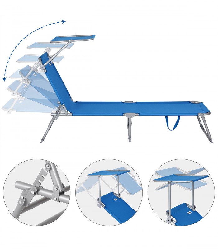 Sezlong cu baldachin Hawaii, Aluminiu, Albastru