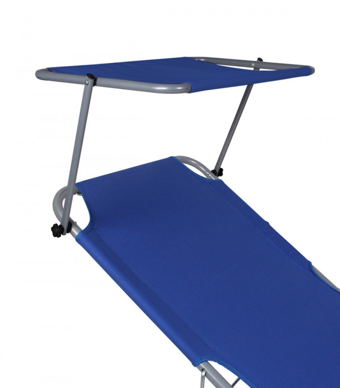 Sezlong cu baldachin Hawaii, Aluminiu, Albastru
