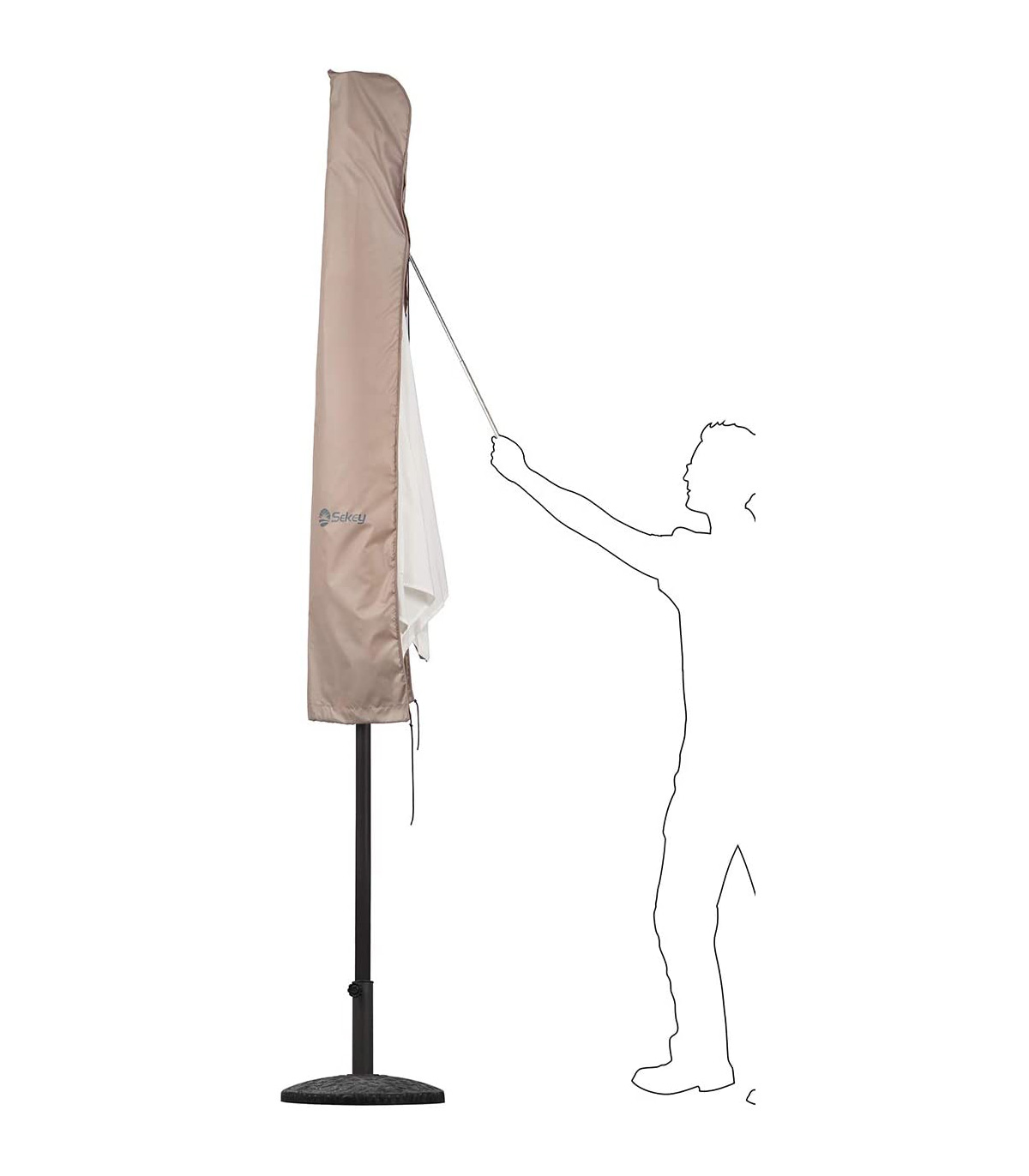 Husa umbrela, poliester, crem, 170 x 27.5/33.5 cm