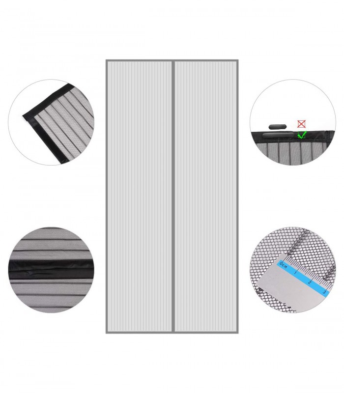 Perdea magnetica usa, Gri, 220 x 100 cm