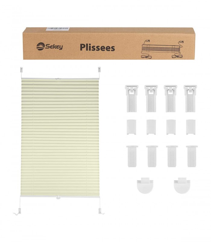 Jaluzea orizontala, Fara gaurire, Protectie solara, Bej, 80 x 130 cm