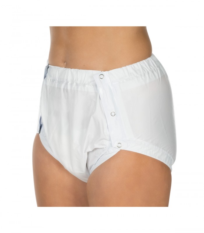 Chilot incontinenta cu capse, nivel 4-5, Suprima, Unisex, PVC, Alb, Mar S