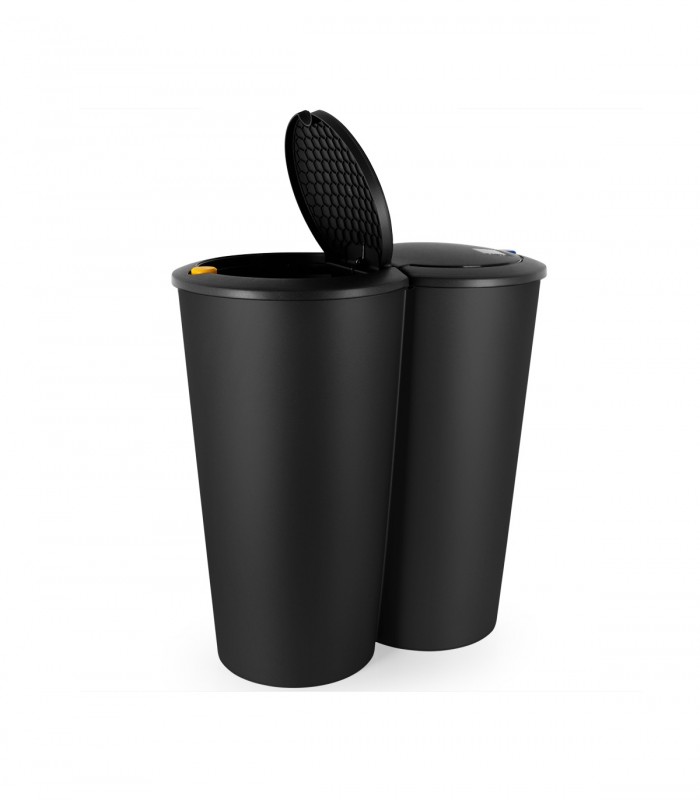 Cos gunoi dublu, Plastic, Negru, 2 x 25 L