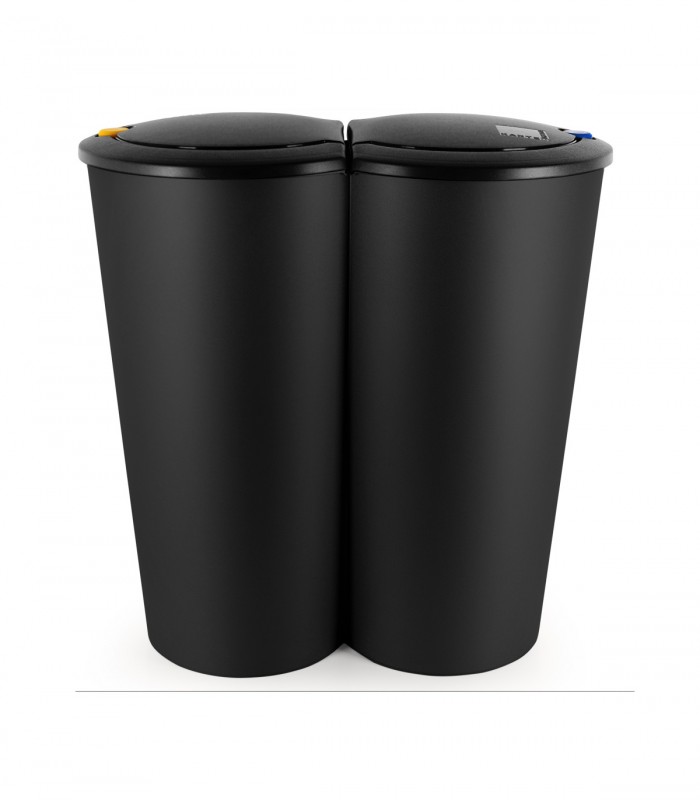 Cos gunoi dublu, Plastic, Negru, 2 x 25 L