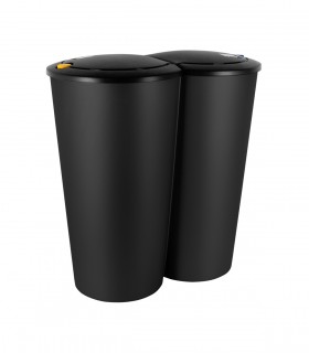 Cos gunoi dublu, Plastic, Negru, 2 x 25 L