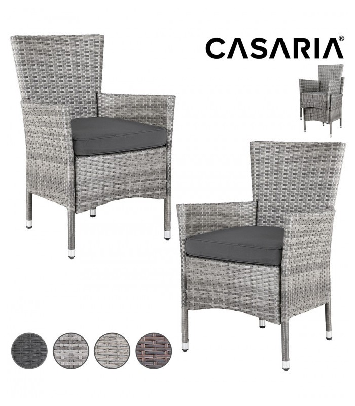 Set 2 x scaune gradina, Poliratan, Gri-Antracit