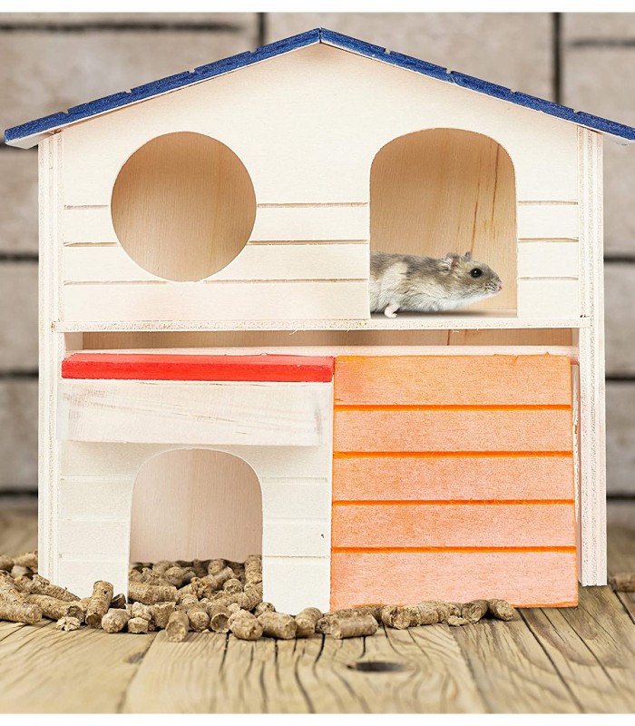 Casuta pentru hamster, Lemn, 16.5 x 17 x 15 cm