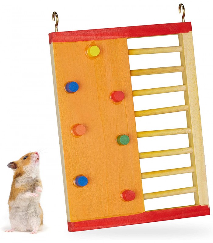 Jucarie interactiva pentru hamster, Lemn, Multicolor