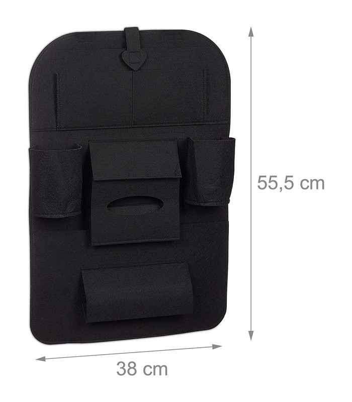 Organizator auto pentru scaunul din spate, Negru, 38 x 55.5 cm