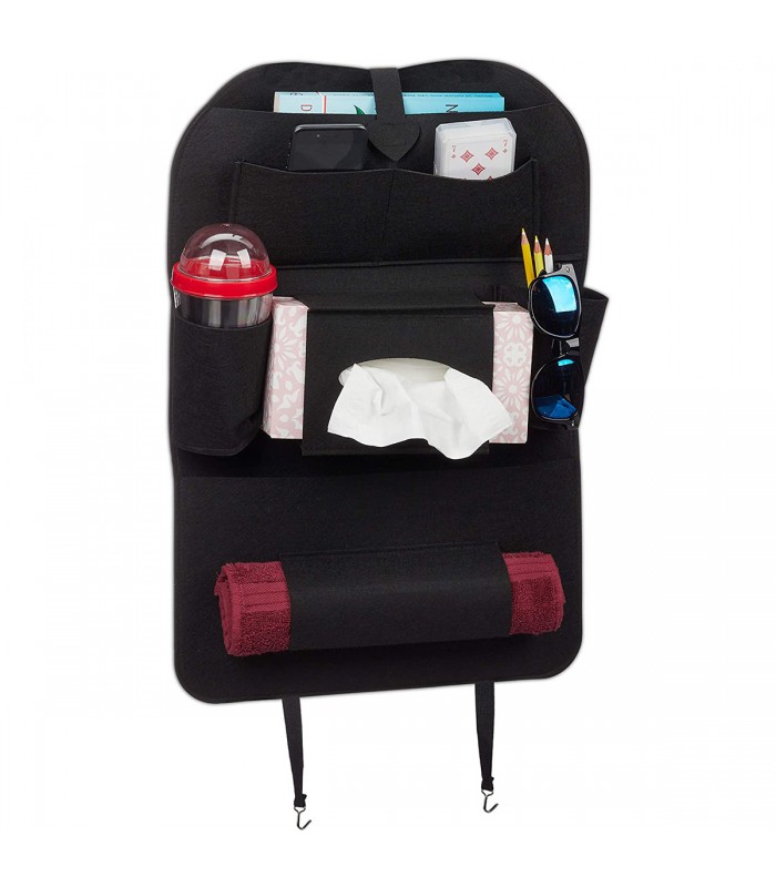 Organizator auto pentru scaunul din spate, Negru, 38 x 55.5 cm