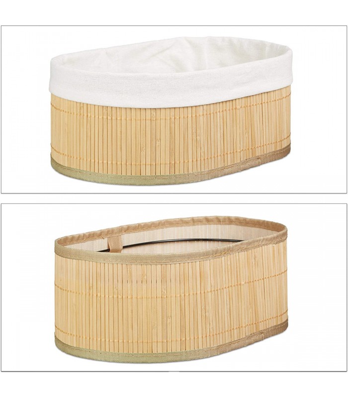 Set 3 x Cosuri de depozitare, Oval, Bambus