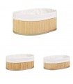 Set 3 x Cosuri de depozitare, Oval, Bambus