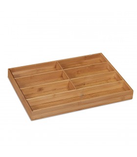 Suport organizare tacamuri pentru sertar bucatarie, 7 compartimente, Bambus