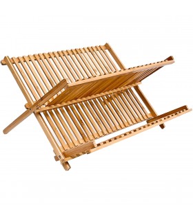 Suport uscator vase Cross, Bambus, 42 cm latime