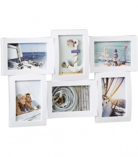 Rama foto, colaj 6 poze, Alb, 47.5 x 33 cm