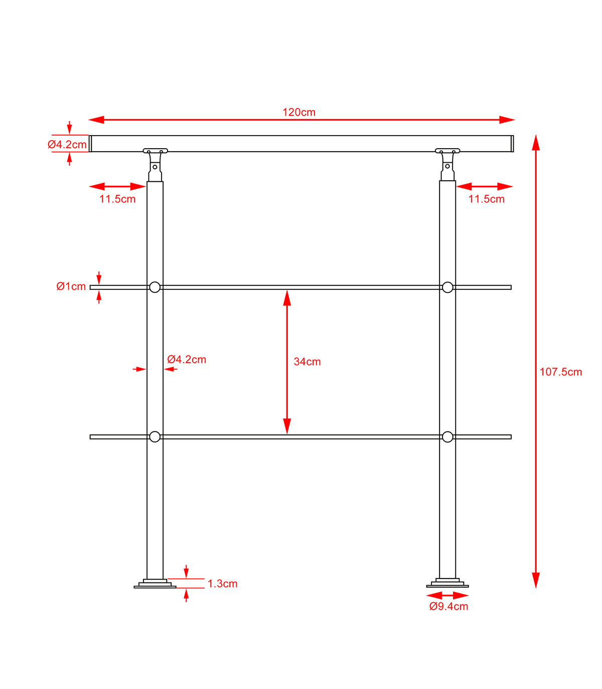 Balustrada de scara cu 2 bare, Inox, 120 cm 120 pret redus imagine 2022 5
