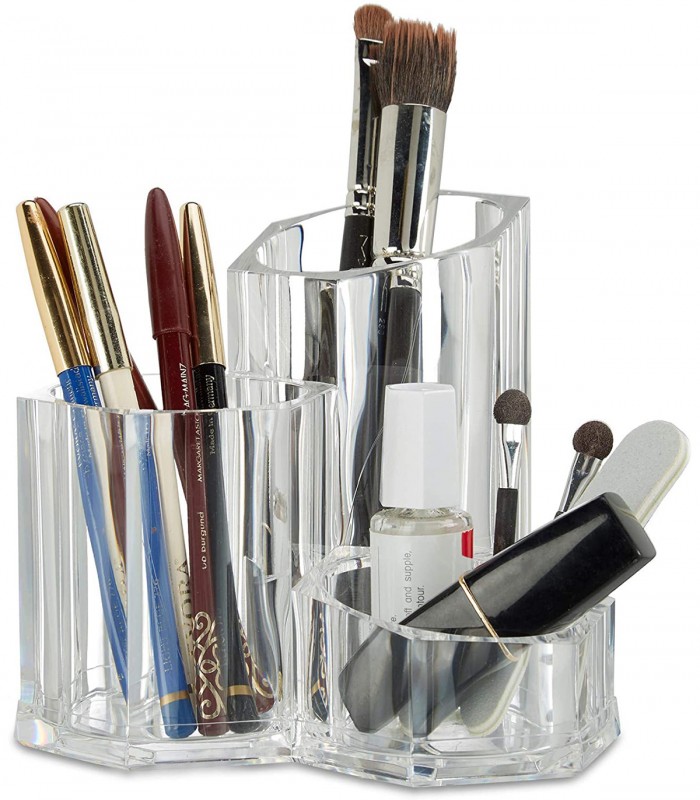 Suport accesorii birou/produse cosmetice, Transparent